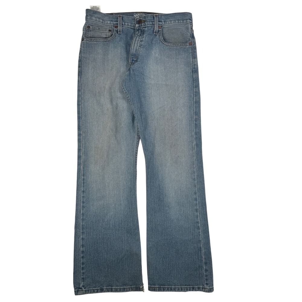Signature Levi Strauss Bootcut Jeans 32x30 Blue Distressed Grunge Mens